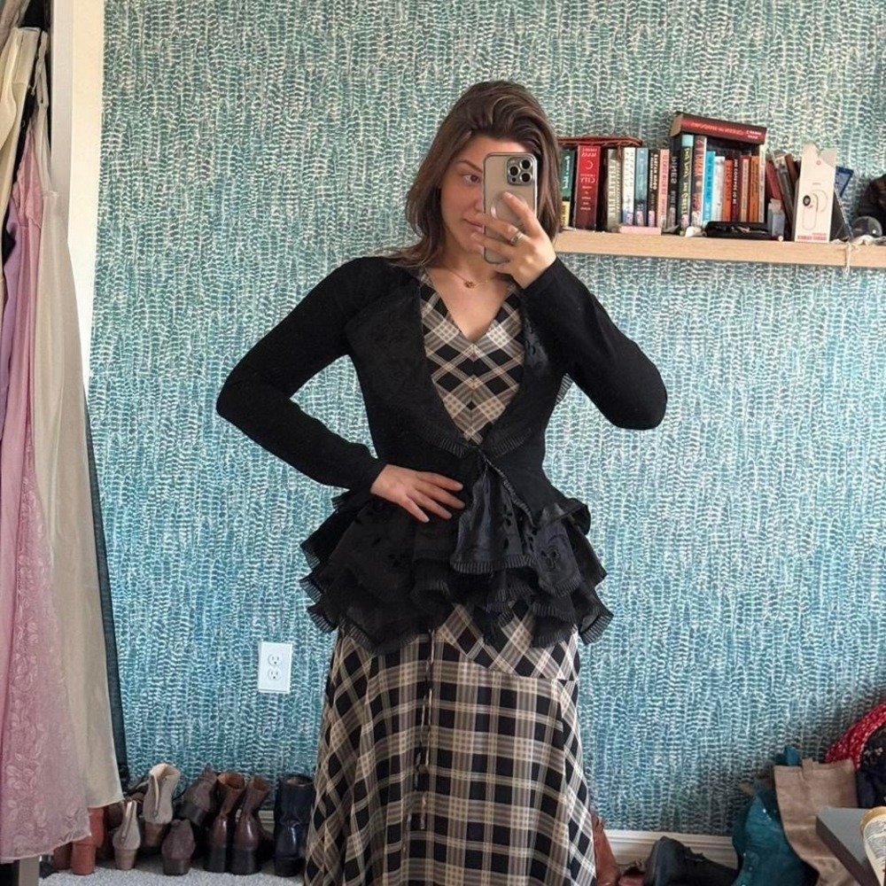 Vince Camuto plaid asymmetrical midi dress - Picture 6 of 6